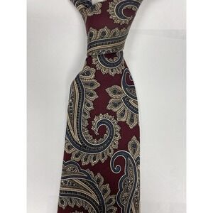 Vintage‎ Guy Laroche Tie Burgundy Paisley Silk Paris Monsieur Made In USA 90s